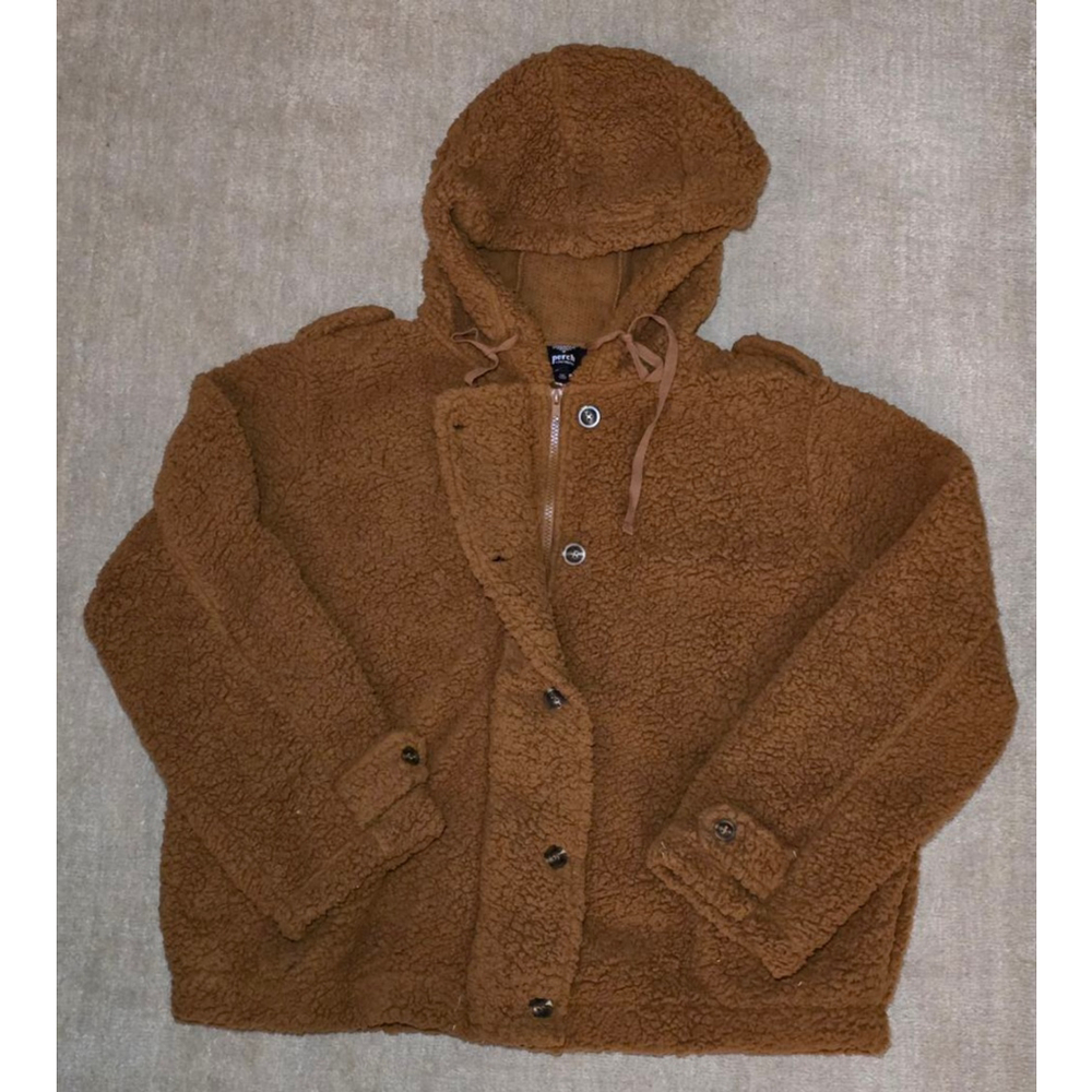 Women's Perch by Blu-Pepper Brown Teddy Jacket 1X - Picture 5 of 7